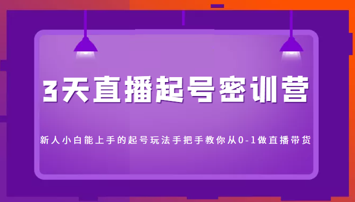 3天直播起号密训营，新人小白能上手的起号玩法，手把手教你从0-1做直播带货_七九老刘教程资源分享
