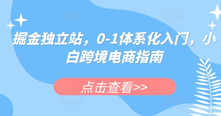掘金独立站，0-1体系化入门，小白跨境电商指南_七九老刘教程资源分享