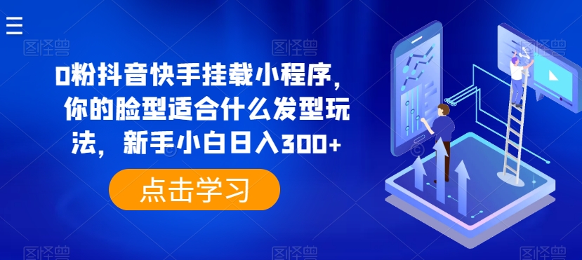 0粉抖音快手挂载小程序，你的脸型适合什么发型玩法，新手小白日入300+【揭秘】_七九老刘教程资源分享