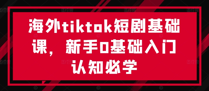 海外tiktok短剧基础课，新手0基础入门认知必学_七九老刘教程资源分享