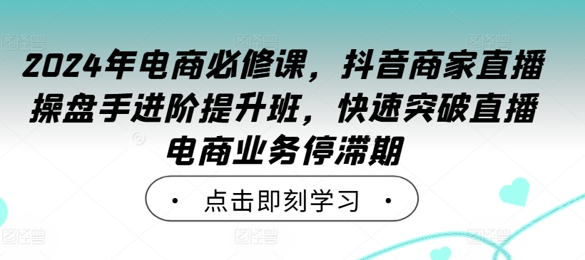 2024年电商必修课，抖音商家直播操盘手进阶提升班，快速突破直播电商业务停滞期_七九老刘教程资源分享