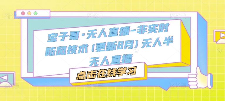 宝子哥·无人直播-非实时防风技术(更新9月)无人半无人直播_七九老刘教程资源分享
