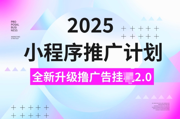 2025小程序推广计划，撸广告挂JI3.0玩法，日均5张【揭秘】_七九老刘教程资源分享
